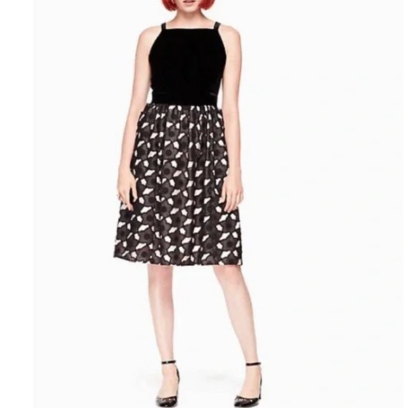kate spade Dresses & Skirts - Kate Spade Poppy Floral Lace Cutwork Fit & Flare Velvet Sleeveless Dress SZ 10